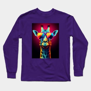 Aesthetic Funny Giraffe Wearing Glasses Long Sleeve T-Shirt